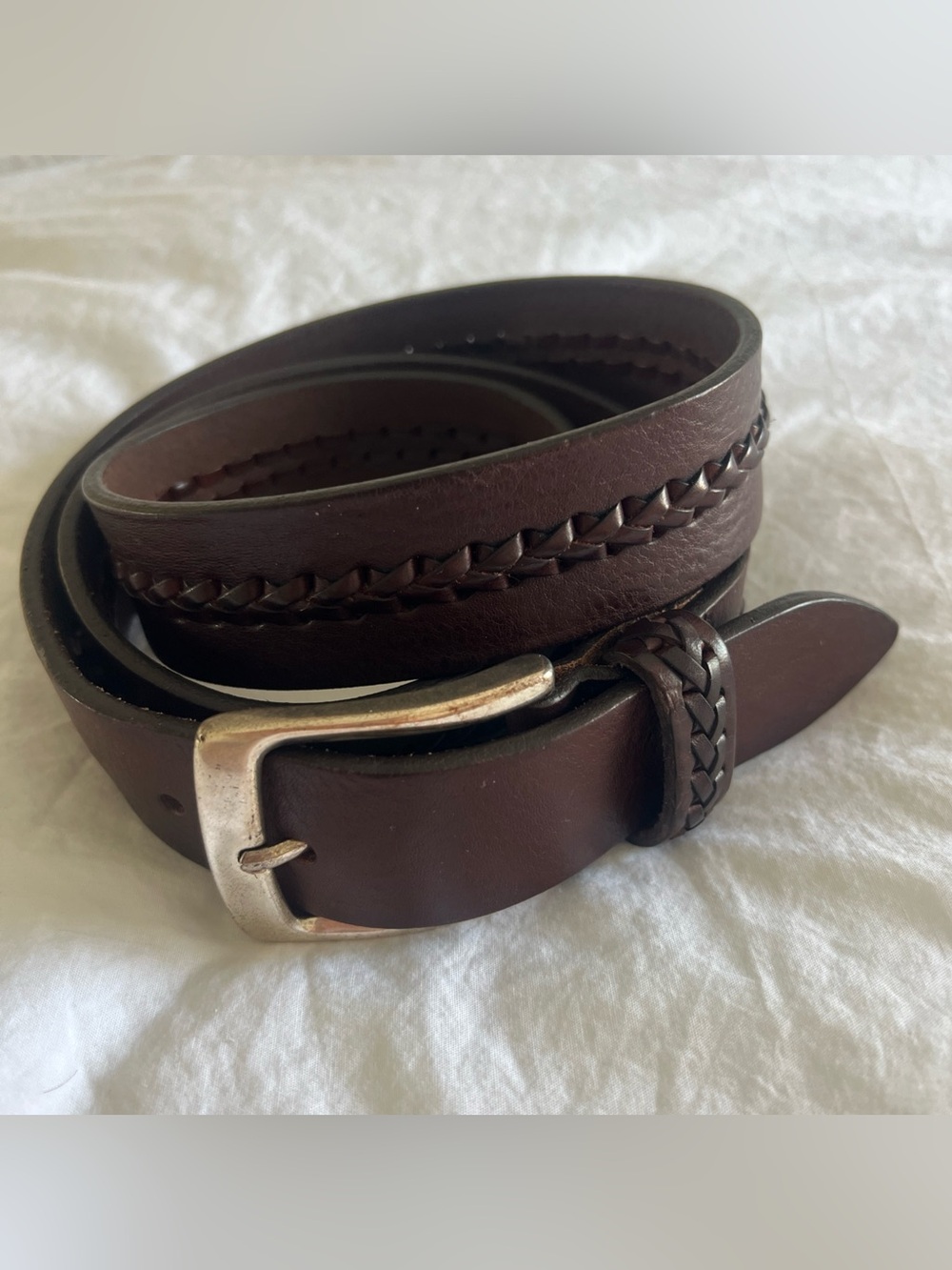 MEZLAN Brown Leather Dress Belt  Braided Made in Spain - Men's Size 40